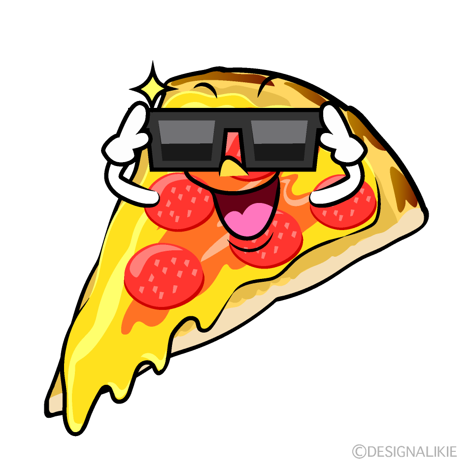 可愛いピザのイラスト - 手書き・白黒の食品無料素材 - チコデザ