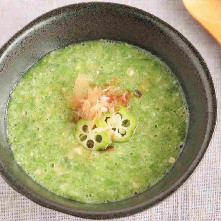 おくらの新芽とろろ昆布汁サラダコスモの おいしい発芽野菜レシピ