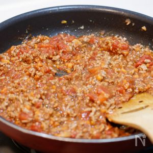 レンジで簡単！トマトの無水キーマカレ
