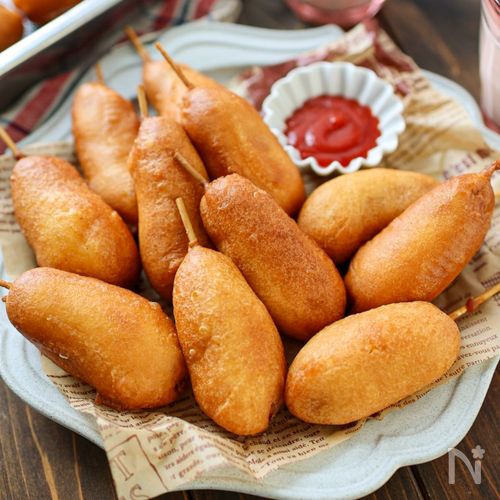 ホットケーキミックスを使ってアメリカンドッグを作るいろいろな方法食・料理オリーブオイルをひとまわし