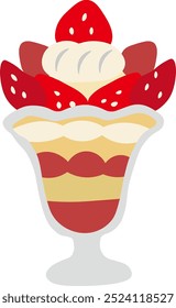 桜いちごパフェ：イラスト無料