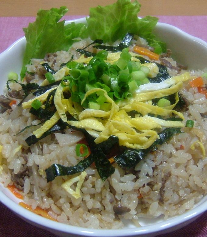 たけのこと牛肉の炊き込みごはん