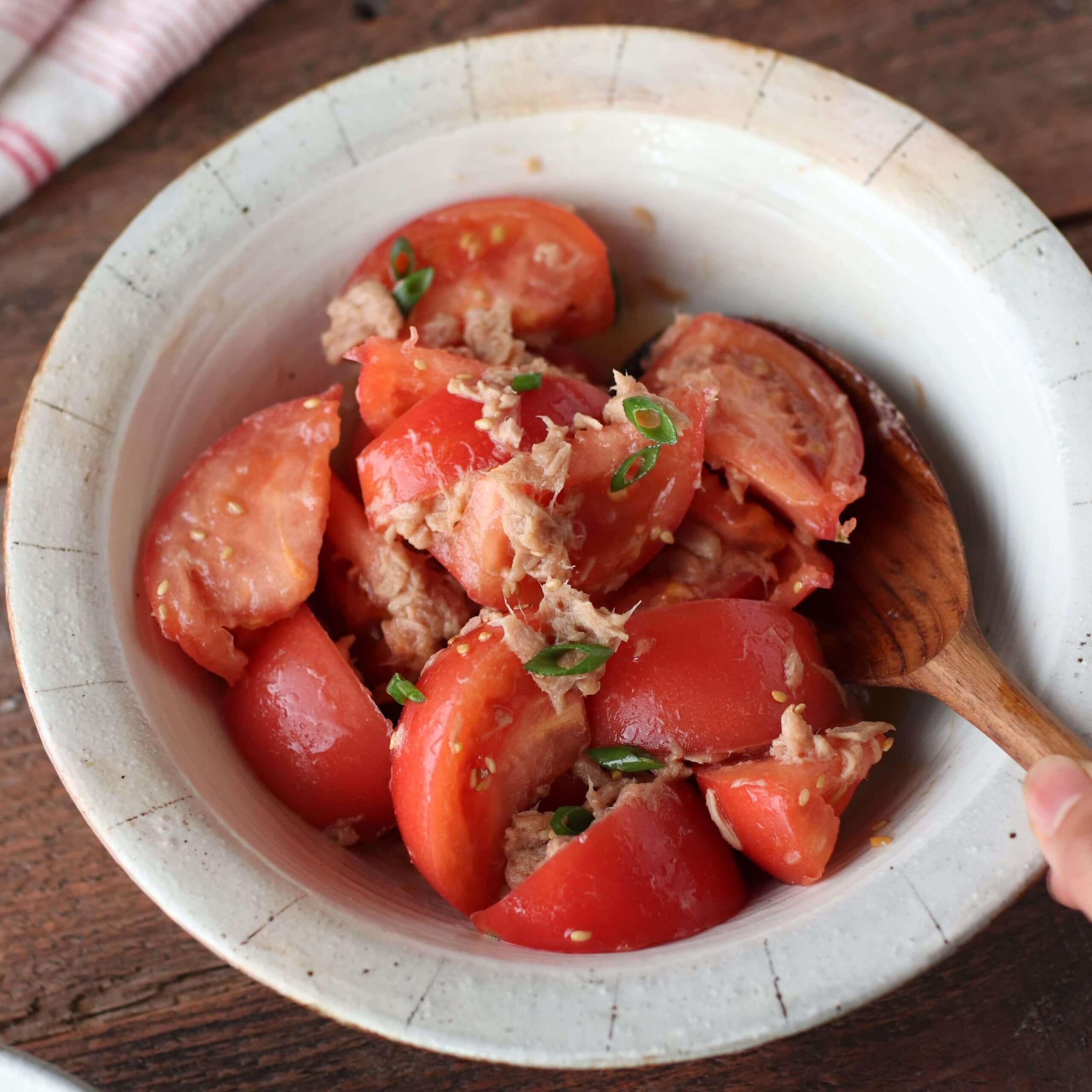 ツナとトマトの彩り冷製パスタ