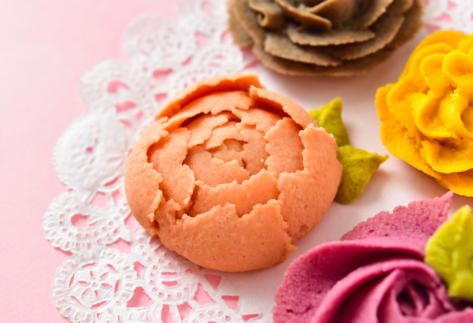 DC-008_あんフラワークッキー カーネーション 20個入り フラワータルト 食べられるお花！あんこのお花！ 風呂敷ラッピング 和菓子 -福岡県行橋市ふるさとチョイス - ふるさと納税サイト