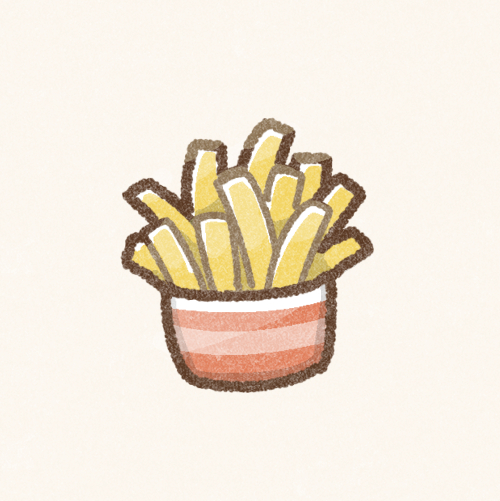 お皿にのったフライドポテトの無料 フリー イラストかわいい手描きの無料素材「てがきっず」保育園・小学校・介護施設にぴったりのフリー素材イラスト