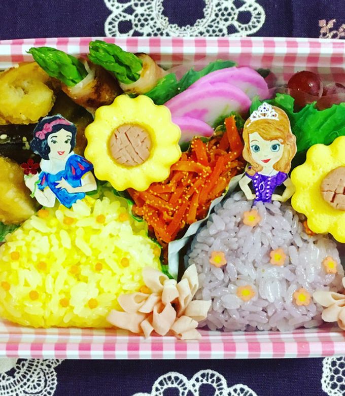 時短キャラ弁 ディズニープリンセス風弁当&あんふぁん