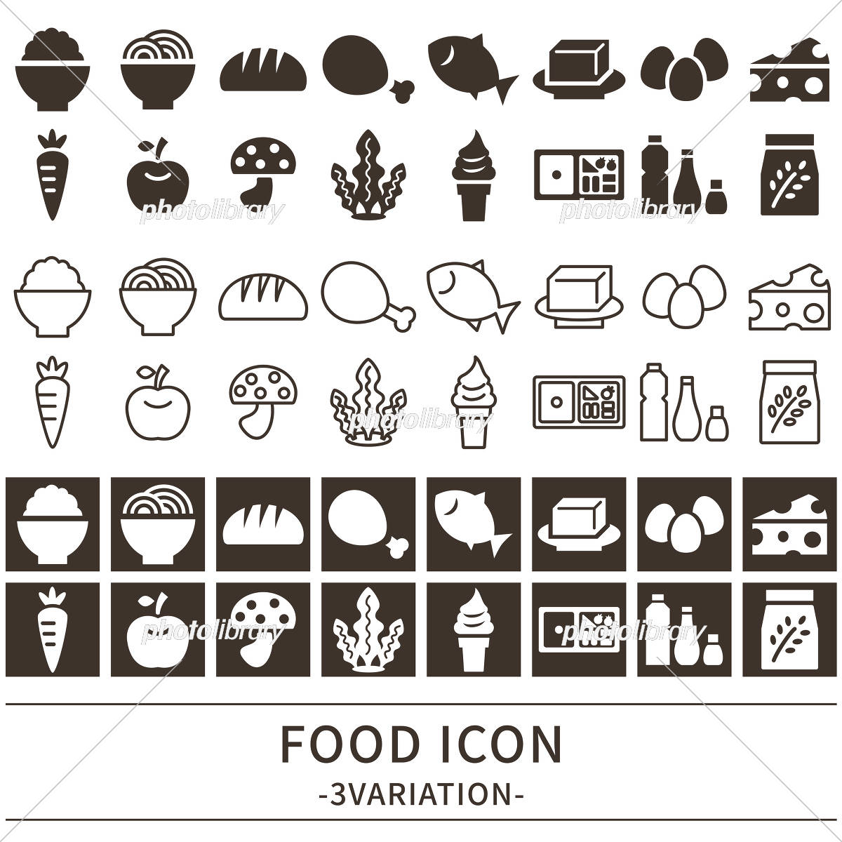 料理・食事のジャンルのアイコンセット カテゴリー 種類 グルメ 和食 洋食 和洋中 イタリアン 外食のイラスト素材110972195-PIXTA