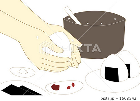 手描き水彩で描いたおにぎりを握る手のイラストのイラスト素材91007176- PIXTA