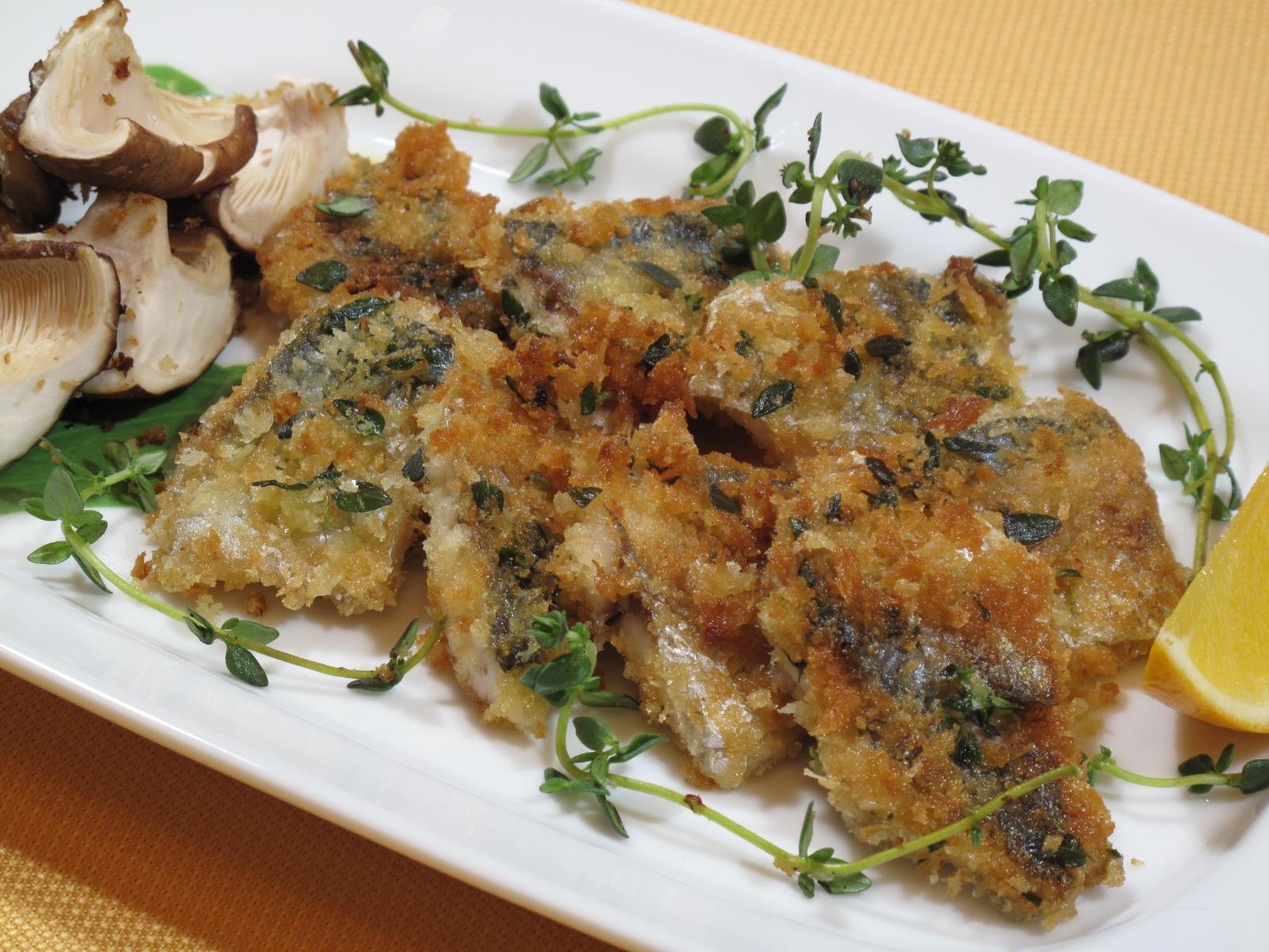 アジとナスとトマトのハーブパン粉焼き