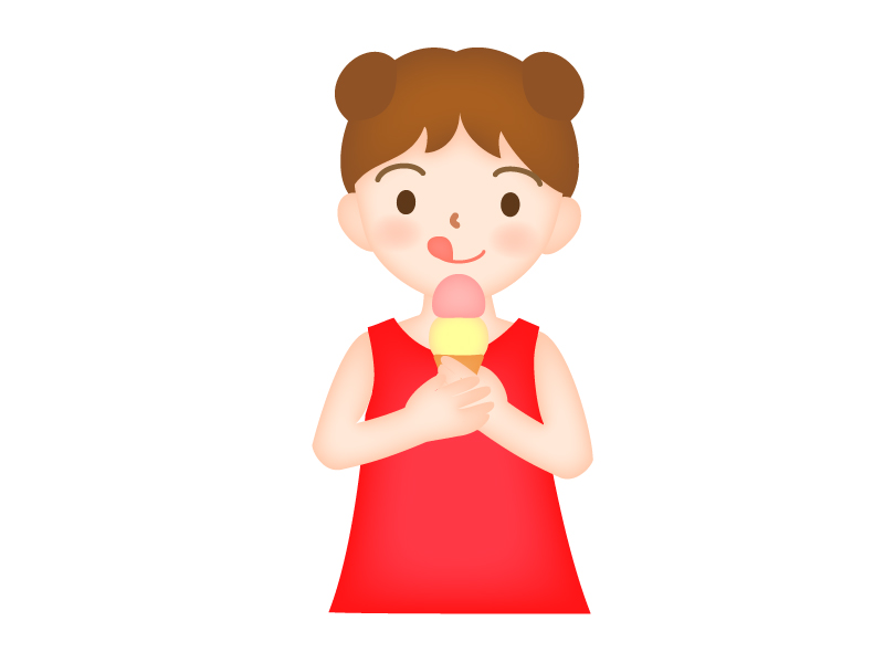 手描きイラスト オリジナル ＊教室でアイスを食べる女の子＊ 大色紙