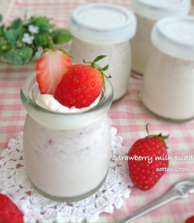 生クリーム不使用！苺ミルクプリン♡