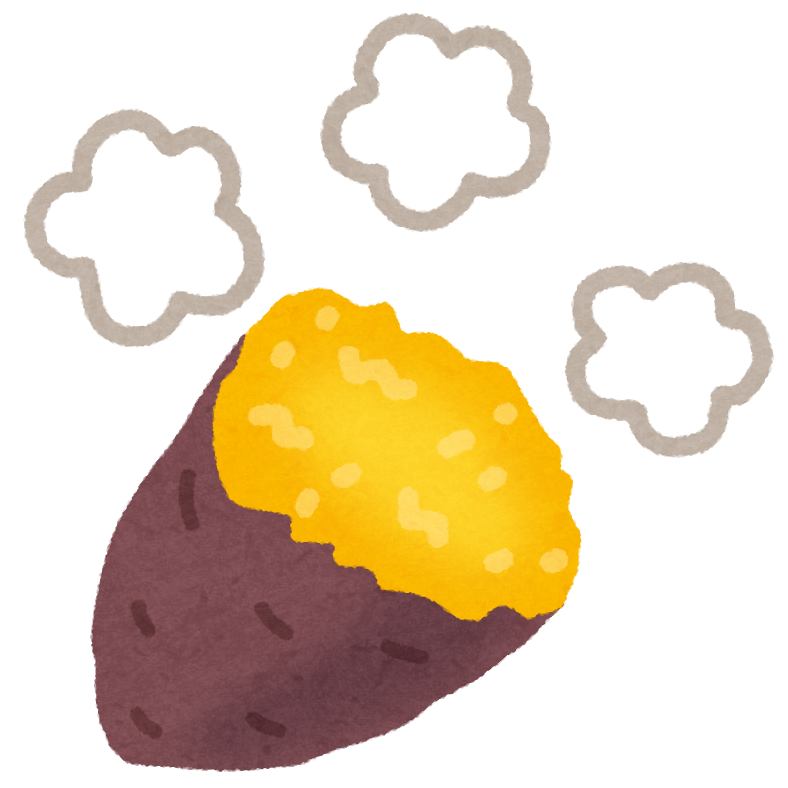 焼き芋を食べる子供のイラストイラスト無料・かわいいテンプレート