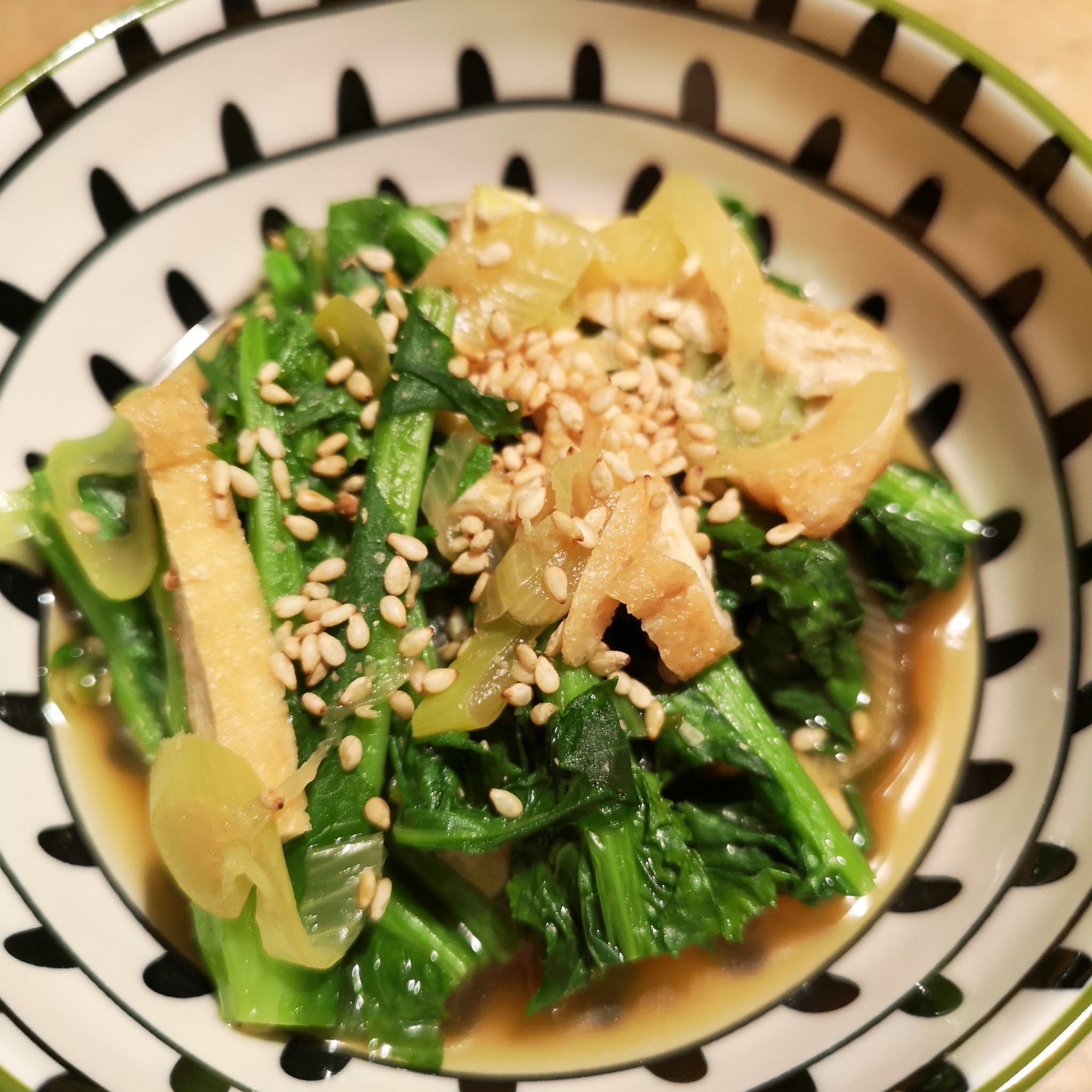 菜の花と油揚げのからし和え