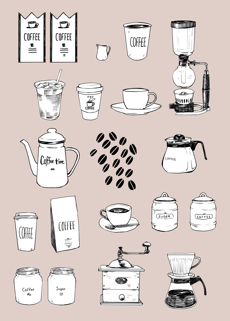 コーヒー手描き線画イラスト イラスト素材6529683- フォトライブラリ