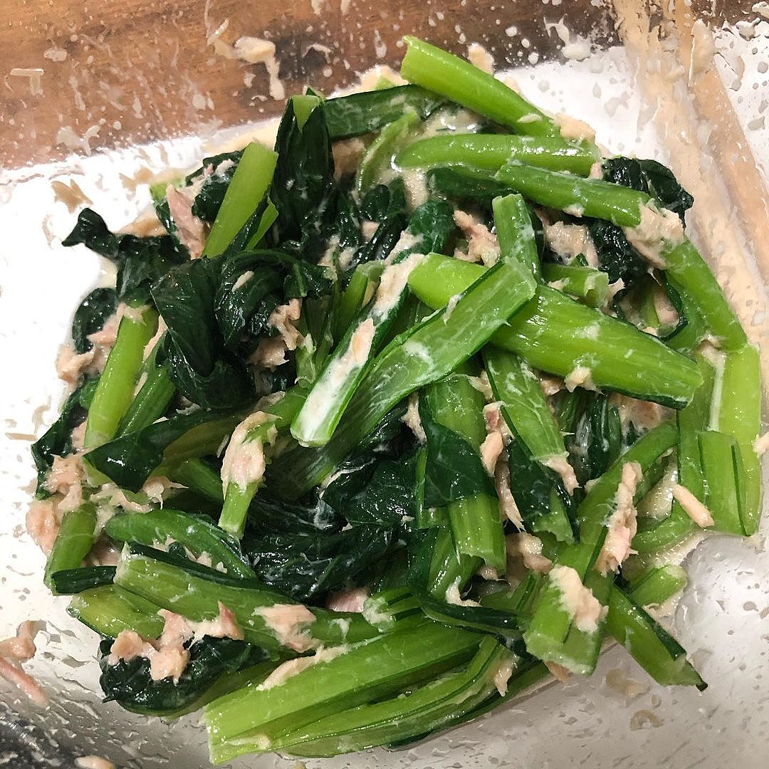 小松菜とツナのめんつゆ和え