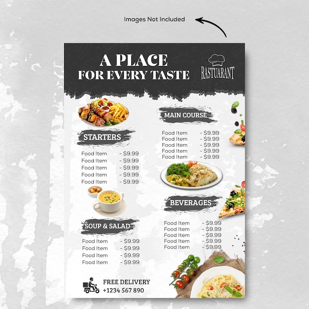 ホテル_レストランメニューチラシ・フライヤーレストランの無料デザインテンプレート印刷のラクスル