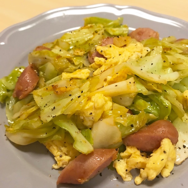 小松菜とウィンナーの卵炒め