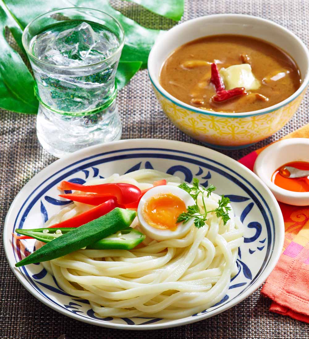 残り物カレーde冷やし豆乳カレーうどん