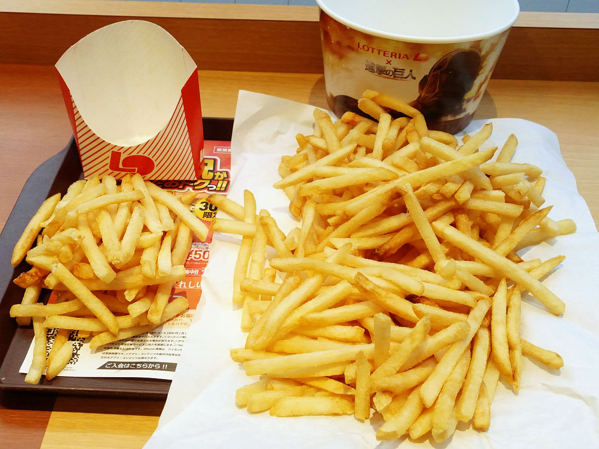 ロッテリアのバケツポテトは4人前の大容量でお得！Sサイズと比較して量や値段を紹介イチオシichioshi