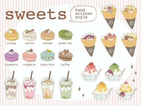 手書きタッチの線画スイーツイラスト Line art sweets illustration with handwritten touch StockVectorAdobe Stock