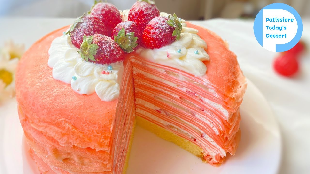 いちごミルクレープの作り方 How to make strawberry crepe cake