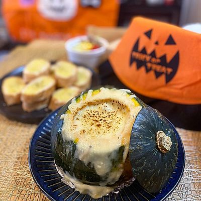 かぼちゃとベーコンのスパイシーグラタ バターナッツかぼちゃ