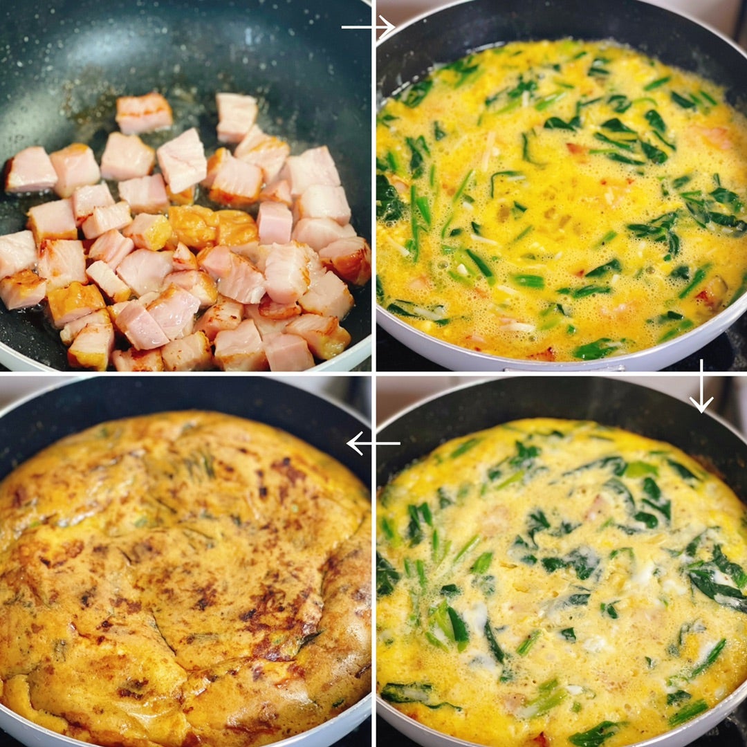 少なくても丸く作れるスパニッシュオムレツ♡