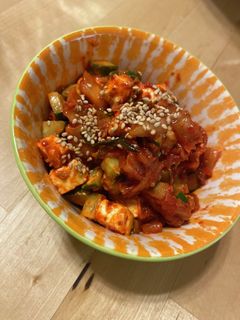 きゅうりとクリームチーズのキムチ和え