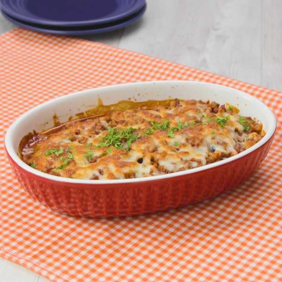 ボリューム満点！ なすと挽き肉のチーズグラタン