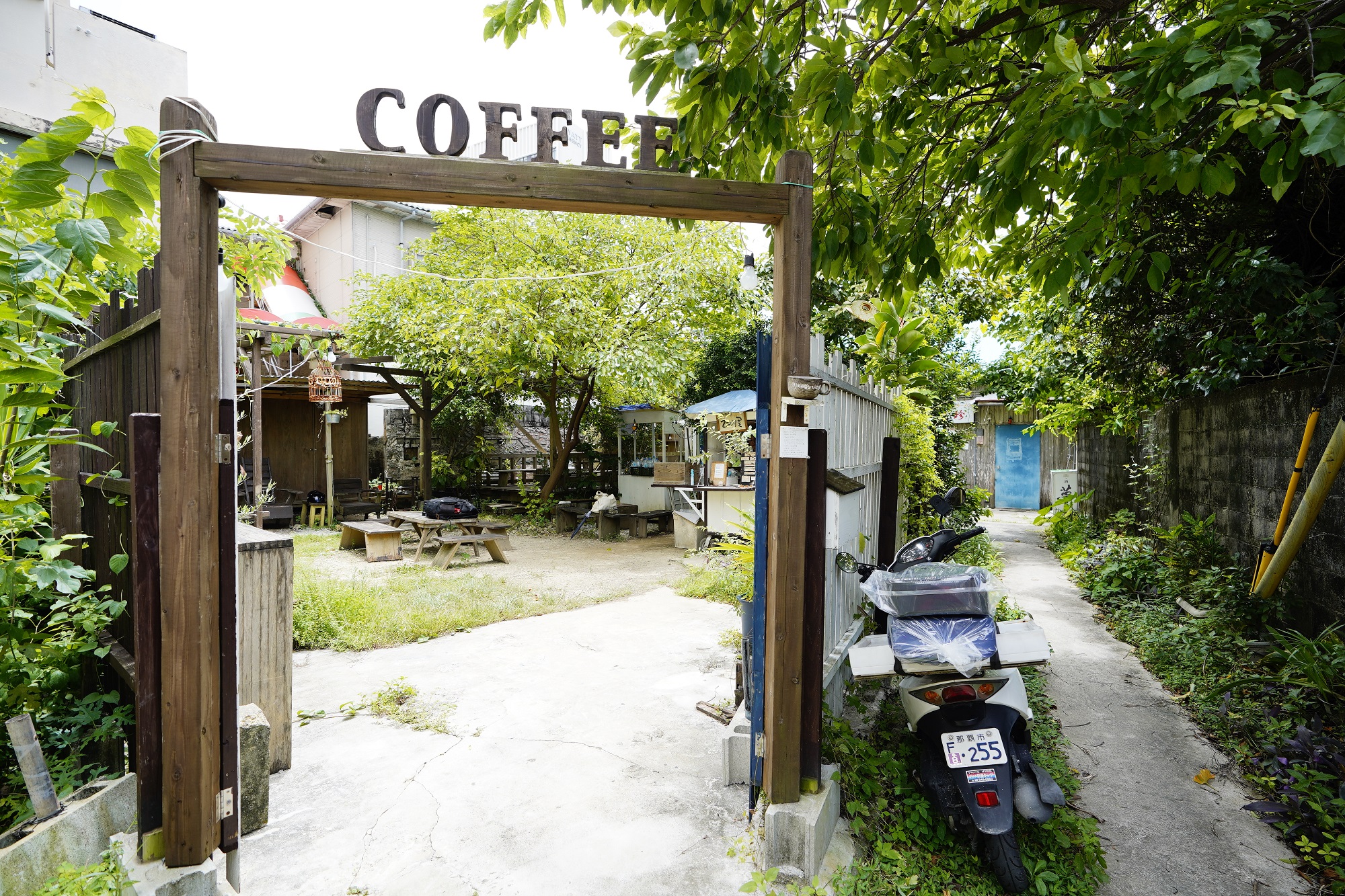 桜滝とリヤカーコーヒー屋台日田盆地－大分県日田市－