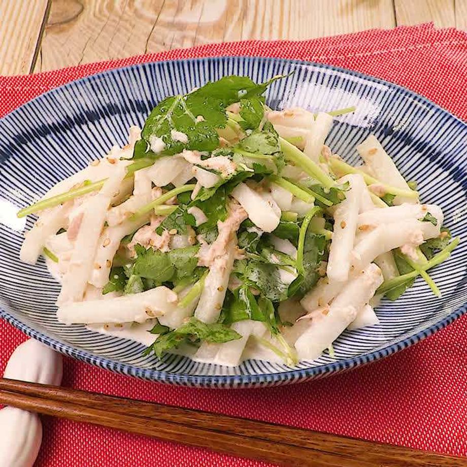 大根と三つ葉の柚ぽん酢和え 病院食：副菜 スチコンレシピ きっちんぷらすホシザキ株式会社