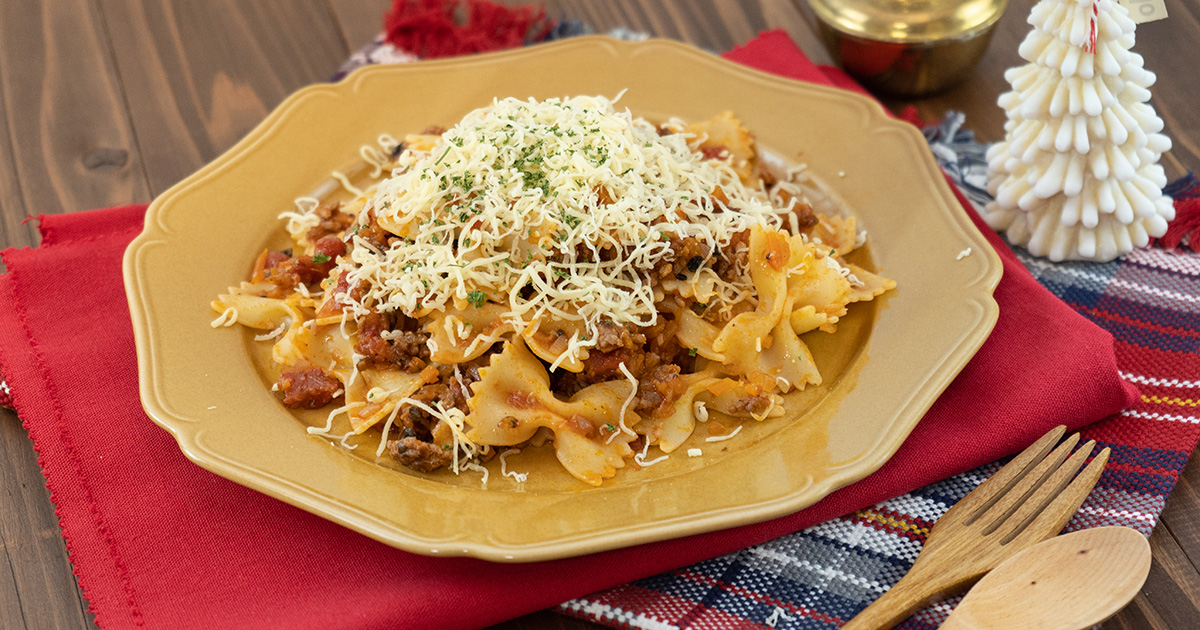 ふんわり！トマトと卵のリボンパスタ