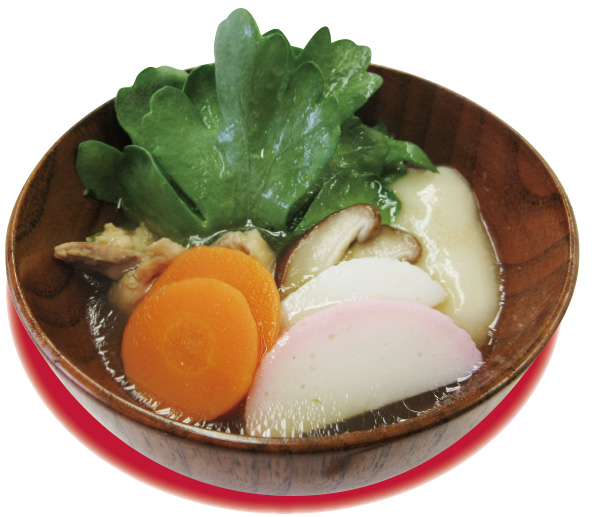 すまし汁に彩り鮮やかな野菜！我家のお雑煮