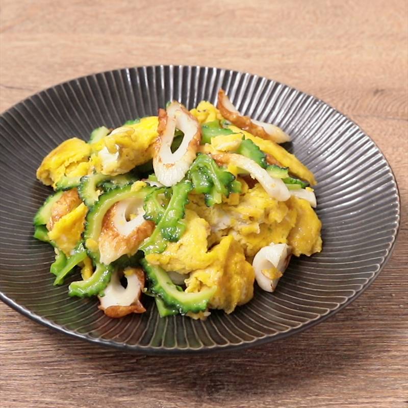 まるごと！ゴーヤともやしとちくわのオイマヨ炒め