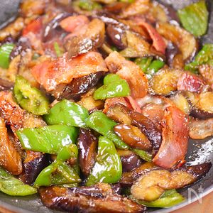 なすとベーコンの和風黒胡椒炒め定食🍚