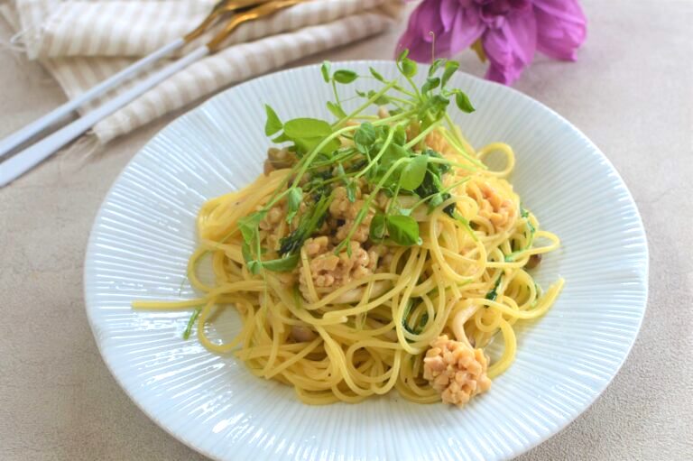 レンチンパスタ 納豆に追いオリーブオイルたっぷりが美味しい「納豆ペペロンチーノ」 003- ネタフル