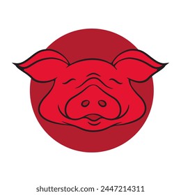 丸い豚の顔イラストのフリー素材イラストイメージ