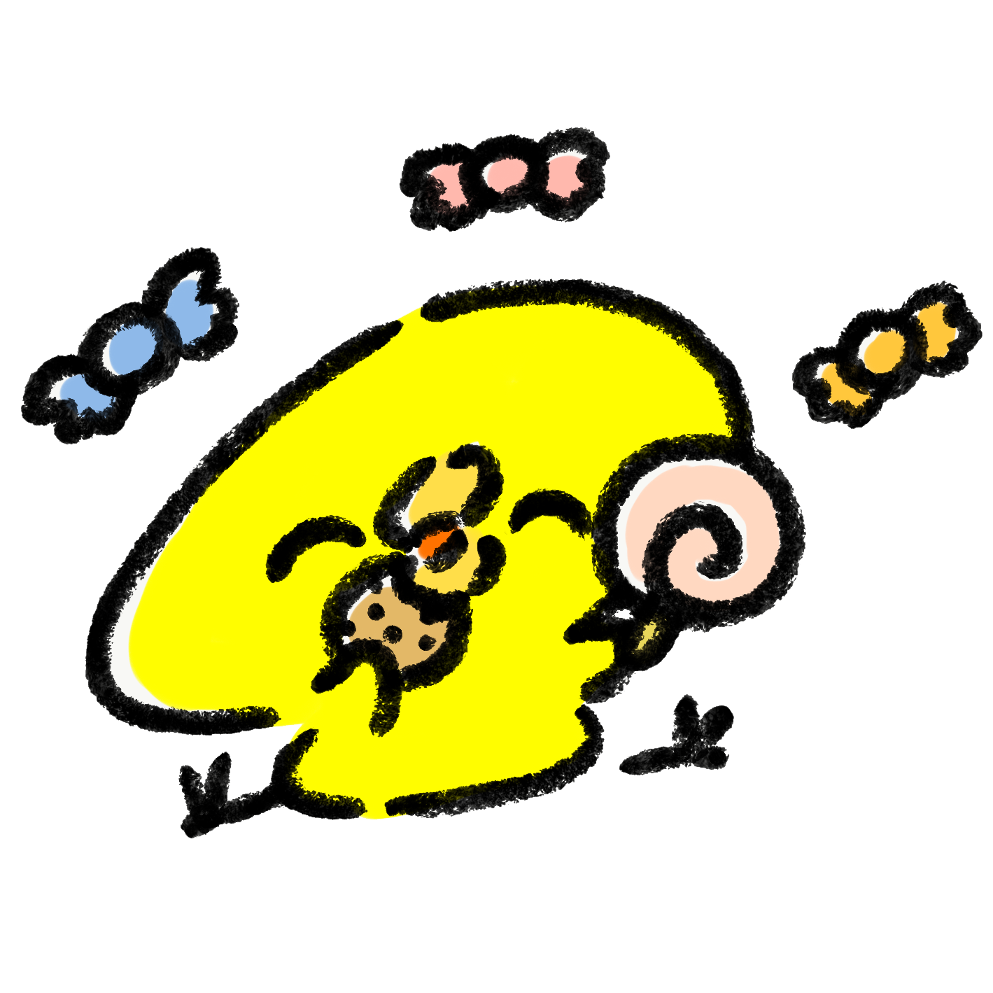 ハロウィンでもらったお菓子を食べまくるひよこのイラストゆるくてかわいい無料イラスト・アイコン素材屋「ぴよたそ」
