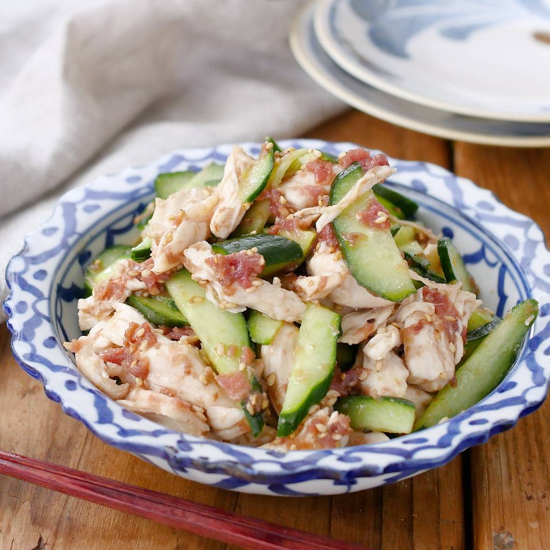 豆腐とささみの梅ドレサラダ