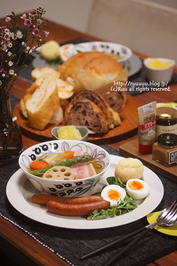 筍とベーコンとゆで卵のポトフ