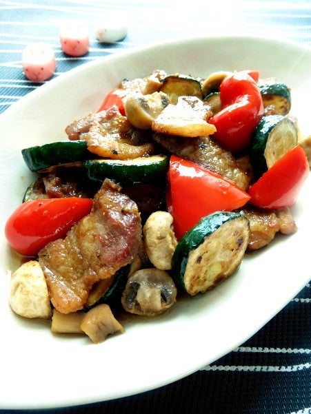 茄子とズッキーニのオイスターポン酢だれ おつまみおかず♡