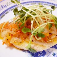 白身魚のソテージェノベーゼソースかけ