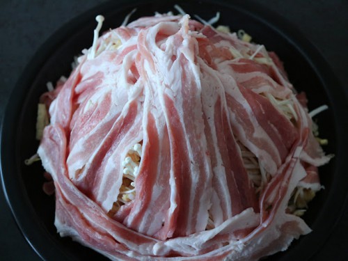 レンジで簡単！ 豚バラもやしの重ね蒸し