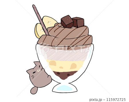 チョコパフェ,パフェ,果物,フルーツ,デザート,スイーツ,お菓子,のイラスト 005_0087クリエーターズスクウェア