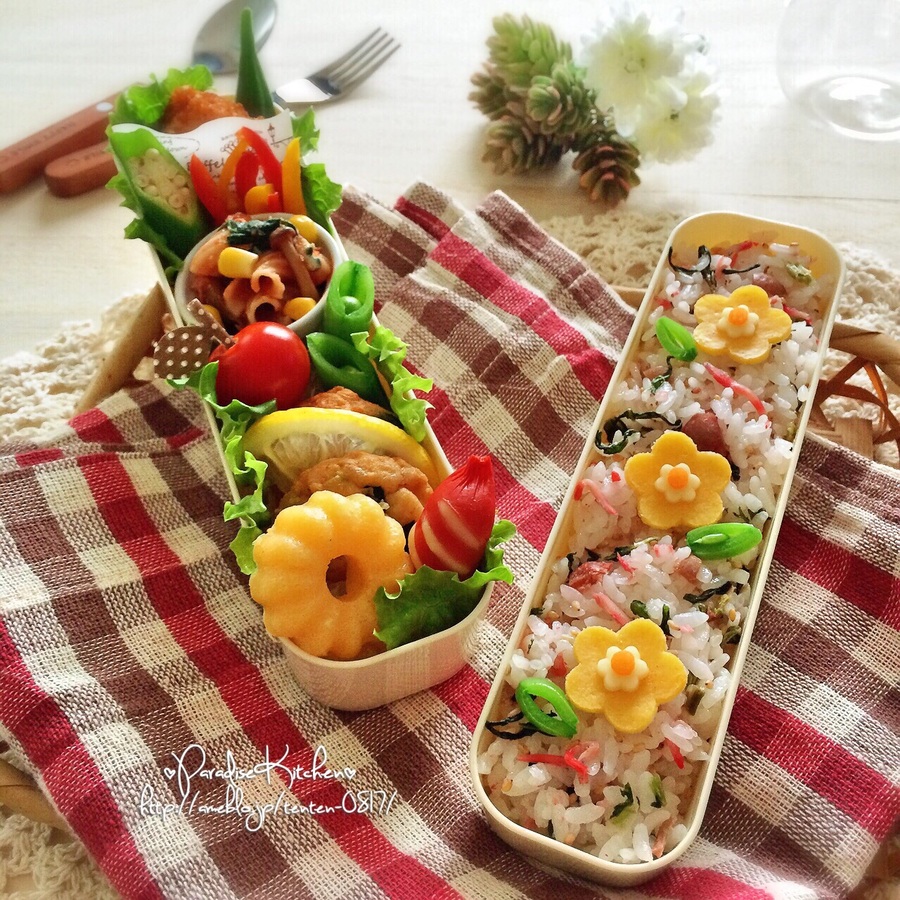 お弁当⋈ ちくわとかまぼこのかわいいおかず⁡ 本日ご紹介するのは @yur_rii さんの投稿です🍀 ⁡ ▸▸▸ ・ 2022.5.12竹輪とかまぼこを使った かわいいおかず ５種類🌷 ☑︎お花の竹輪 ☑︎ひまわりの竹輪 ☑︎ハートの竹輪 ☑︎クマちゃんかまぼこ ☑︎小花の