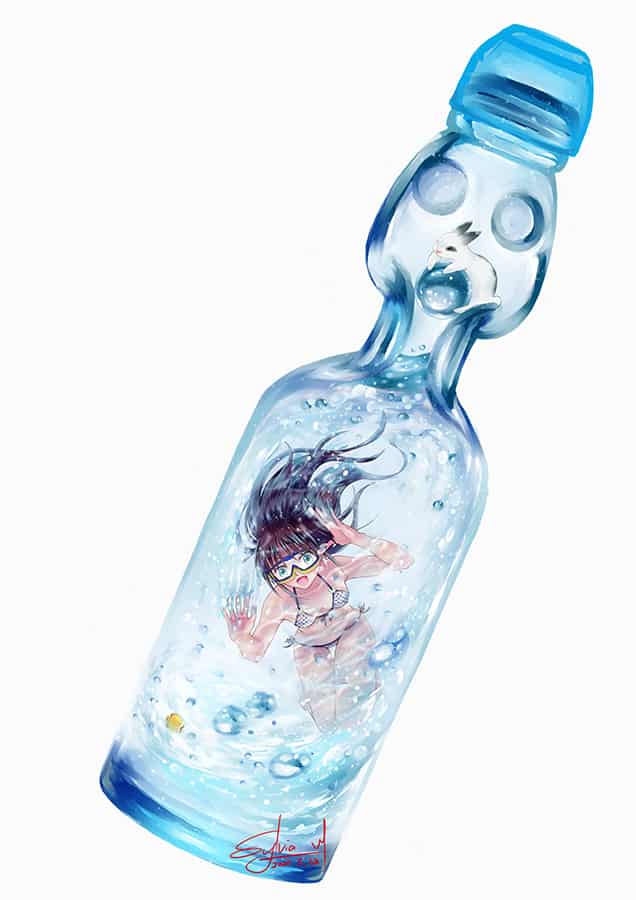 ラムネ瓶と歯のキャラクター 歯科素材.com 歯医者さん向け無料イラスト