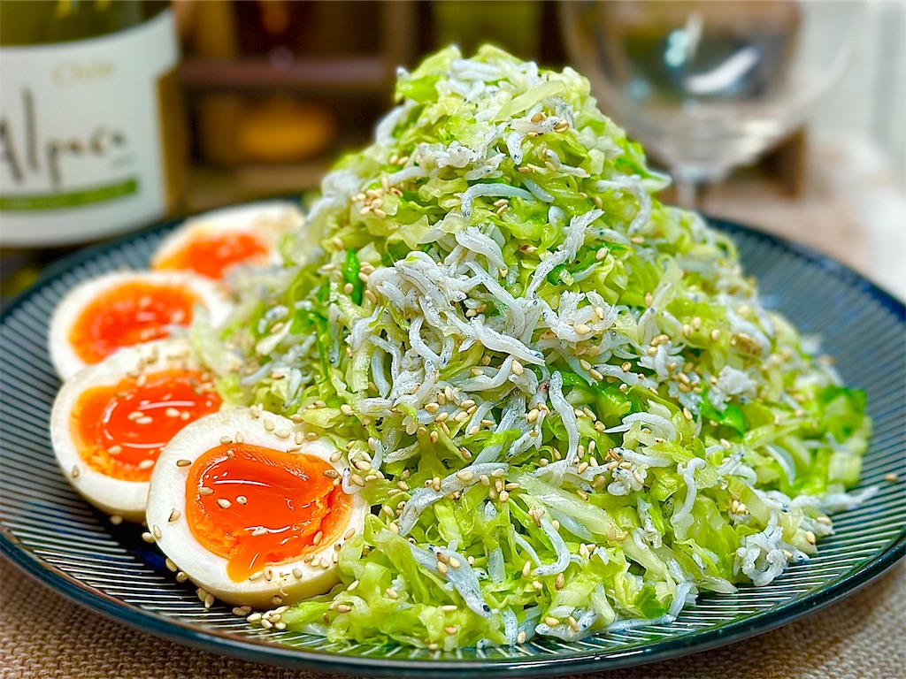 オクラとキャベツ、しらすのおひたし