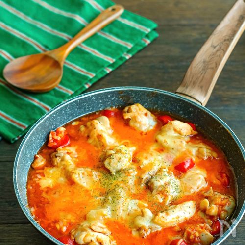 鶏もも肉とほうれん草のことことトマト煮