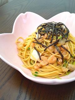 和風バター醤油 シーフードパスタ♪