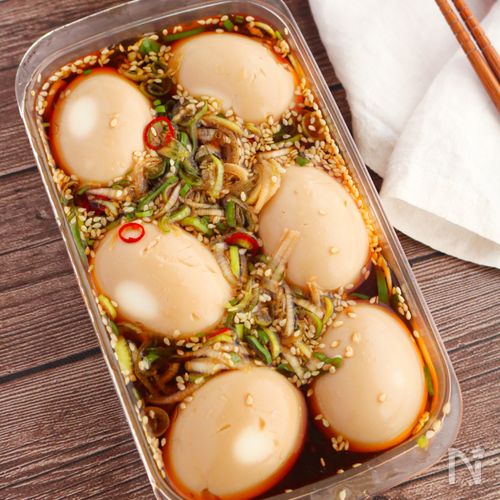 酢じょうゆ味玉のレシピ 作り方：白ごはん.com